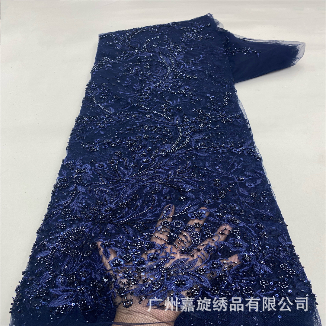 Tejido de ropa bordado de tubo de perlas flor de planta vestido damas de honor vestido de paleta tela bordada encaje