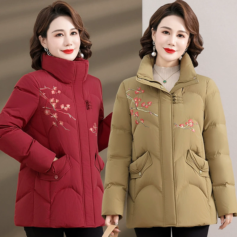Пуховик мамы средней и длинной зимой 2024 новый средний и пожилой женский костюм толстый плюс размер теплое пальто