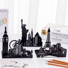 铭强创意浪漫铁塔档书架摩天轮自由女神书夹学生书立两片价可代发