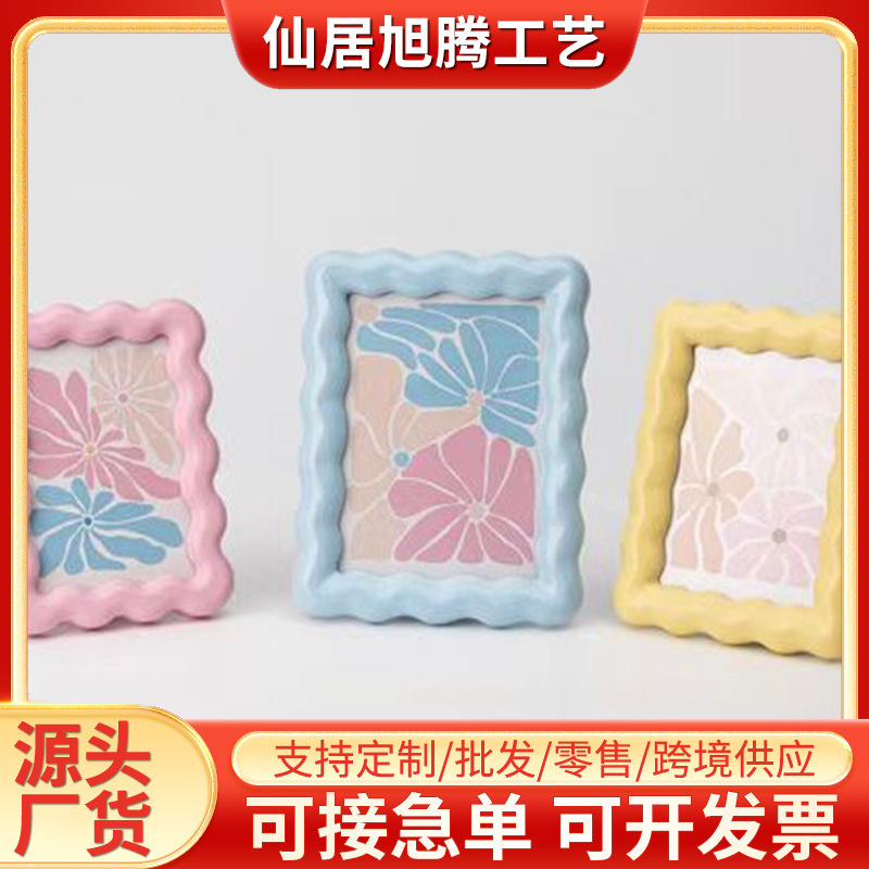 Cream-Style Cute Photo Frame Display Stand 6inch Acrylic Postcard Ticket Frame Desktop Home Decoration Wooden Frame