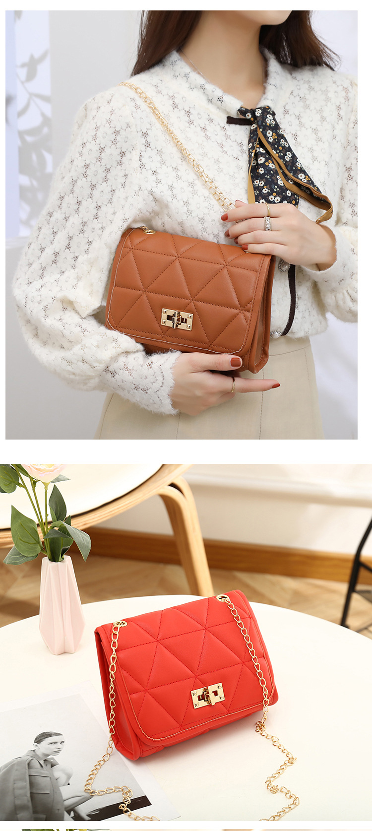 162g Weight Synthetic Leather Lining Material Lock clasp Closure Type Single Shoulder Strap Strap Type Women's All Seasons Pu Leather Fashion Square Bag