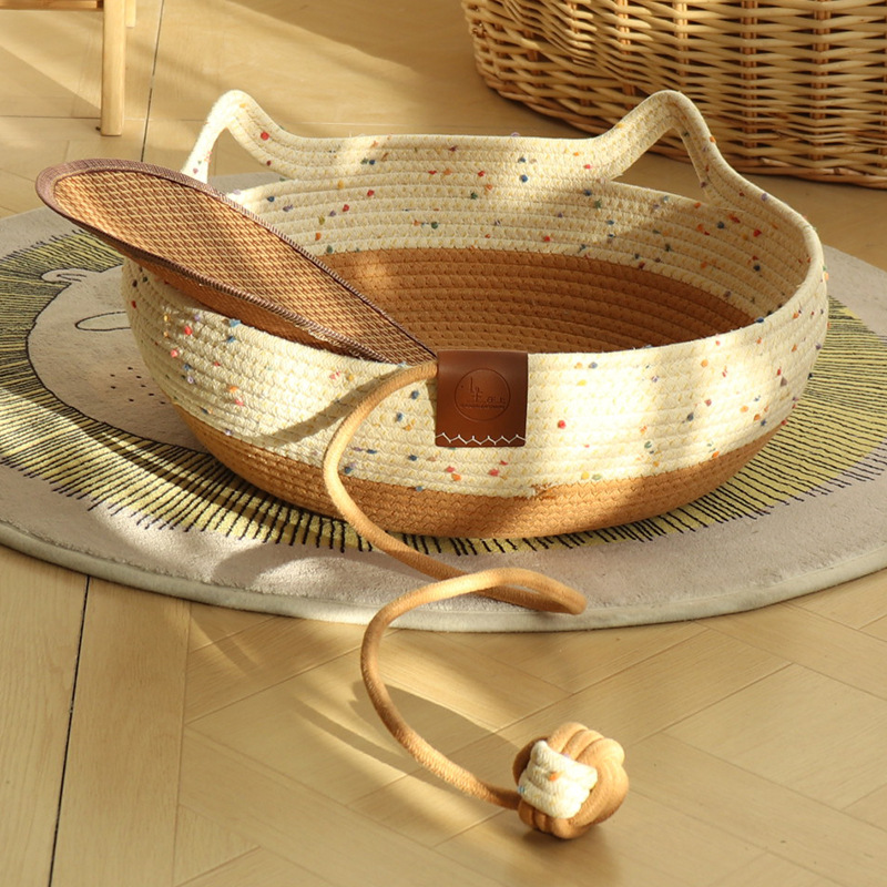 Yuanbao 다채로운 폼폼 갈색 장난감 공 + 매트