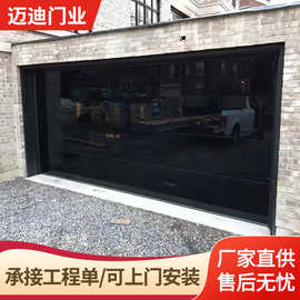 无框玻璃车库门镜面纯平板车库门 4S汽车店透视全膜玻璃翻板门