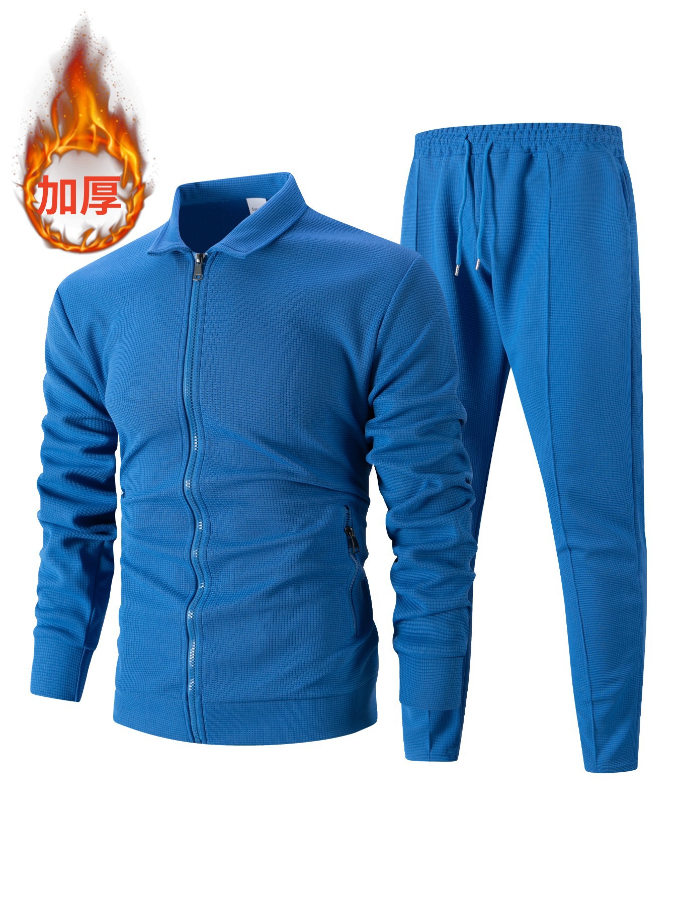 2025 Chaqueta transfronteriza para hombre otoño juventud waffle bolsillo con cremallera solapa cárdigan delgado traje de chaqueta para hombre