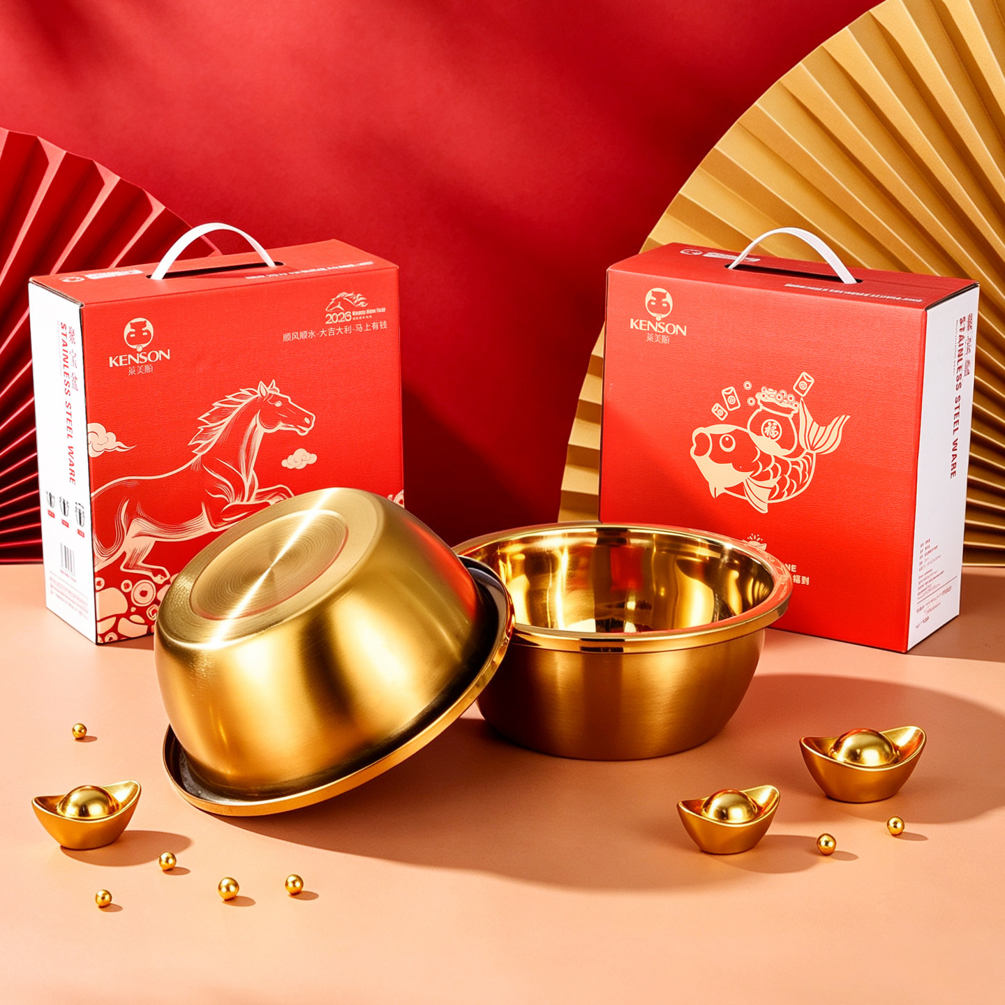 Cuenco de la Fortuna Dorada, cuenco de regalo de acero inoxidable, un símbolo de prosperidad, un regalo para bancos o joyerías.