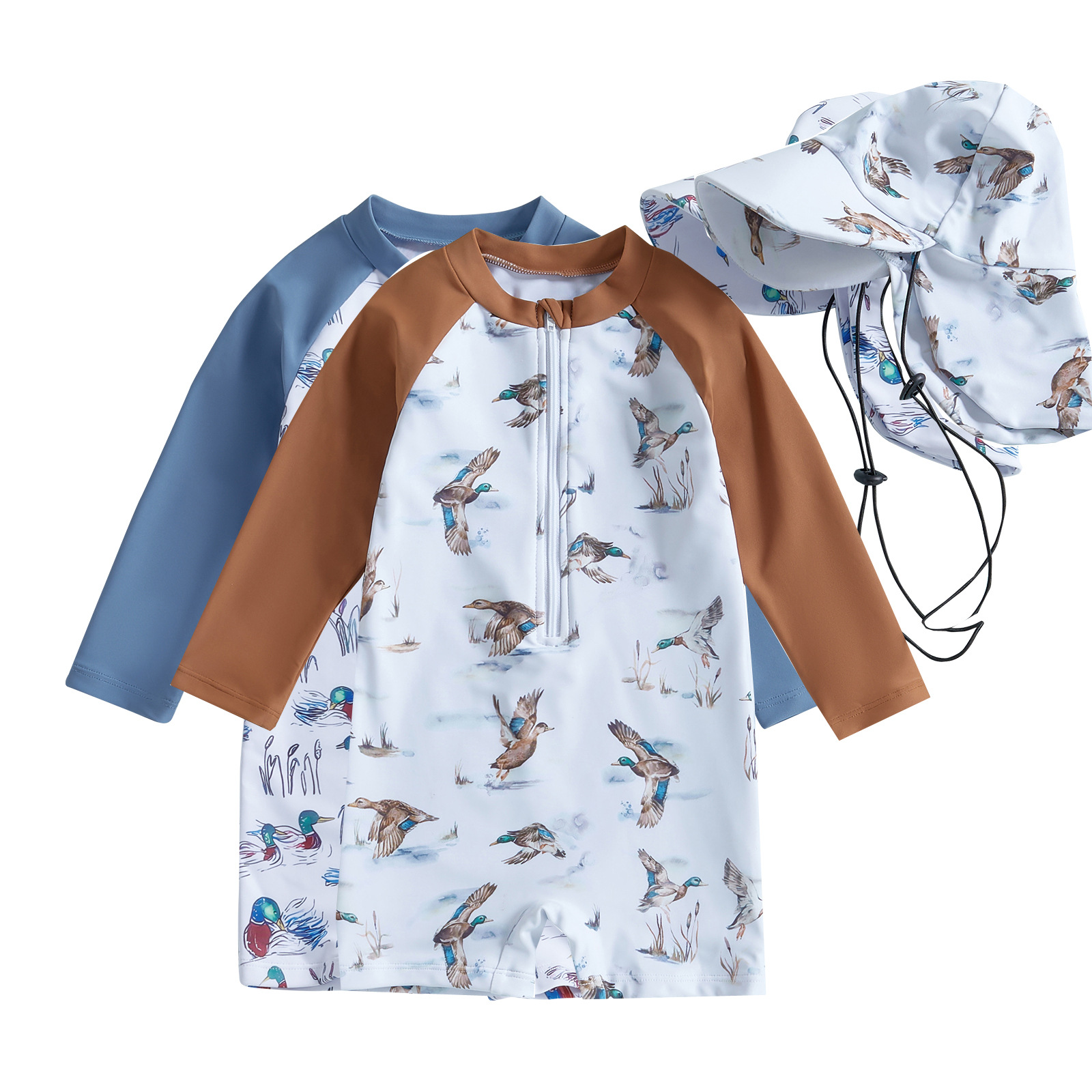 Cross-border European and American Fashion Western Style Boys' and Children's Hat with Short Sleeve Printed Amazon Swimsuit