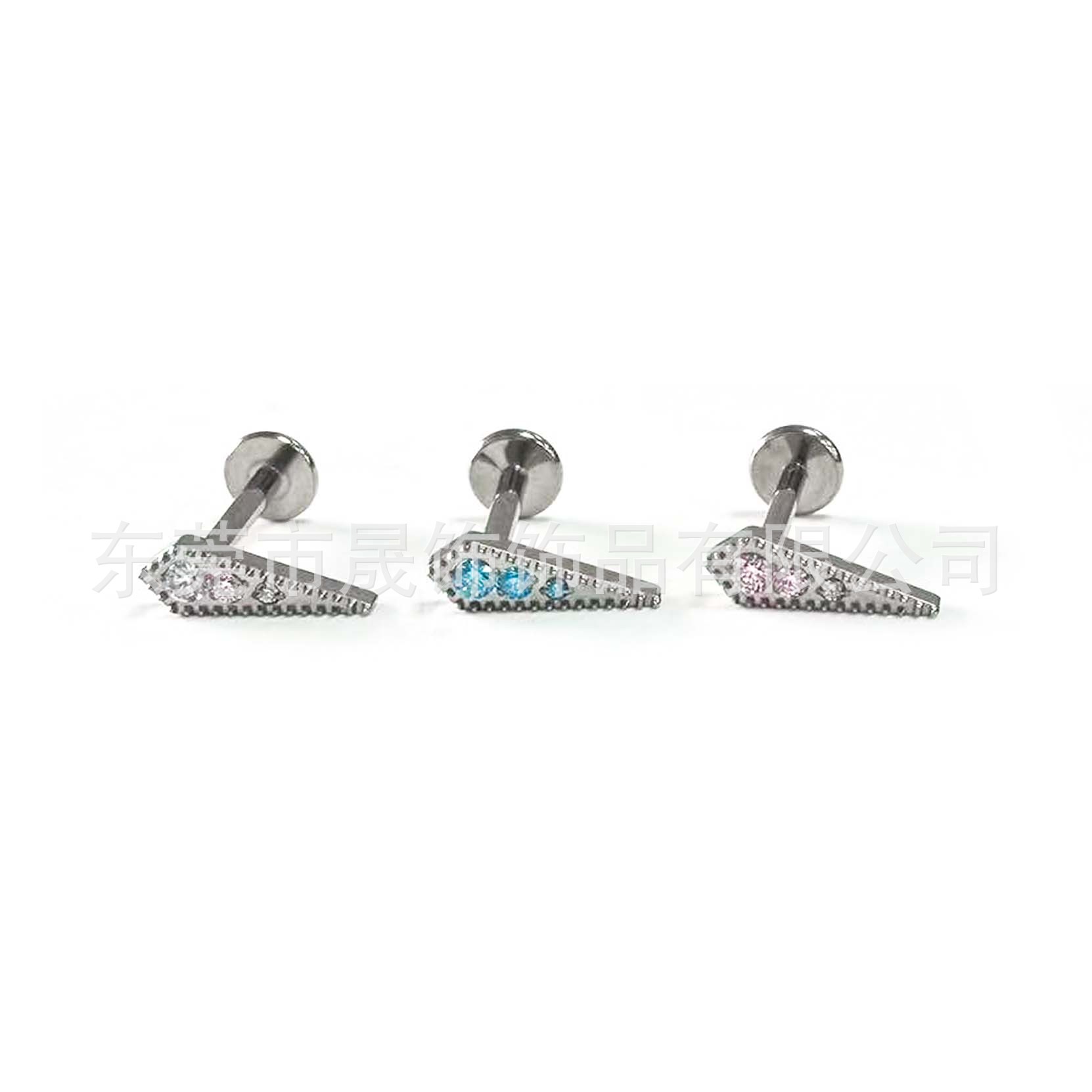 F136 Titanium 菱 Ear Stud Studded 5A Cubic Zirconia Labret Stud G23 Implant Grade Titanium 人体 Piercing Jewelry Helix Cartilage Stud
