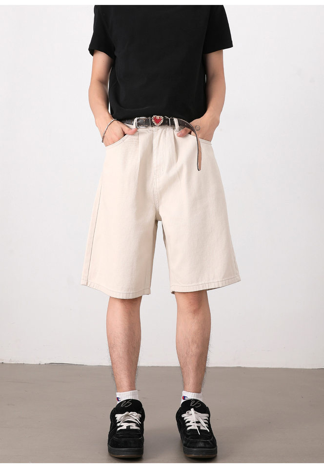 Quần short nam dáng rộng ống đứng, quần lửng phong cách Hàn Quốc, mặc hằng ngày — Màu be, Màu kaki, Màu nâu cà phê, Xanh Pháp Công chi tiết 26