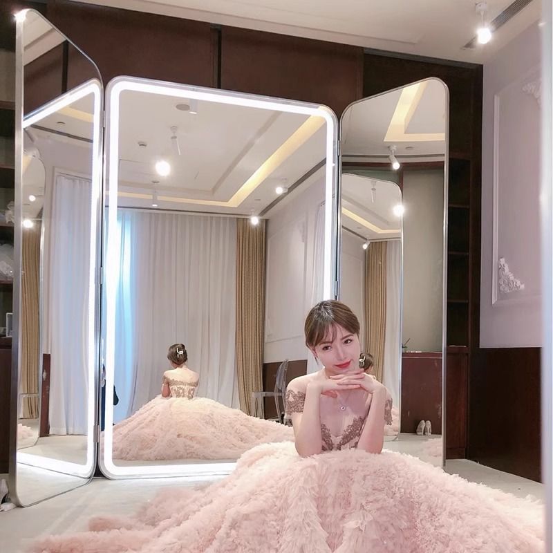 婚纱试衣镜片婚纱店礼服馆镜子婚纱店专用落地式三面三折镜|undefined