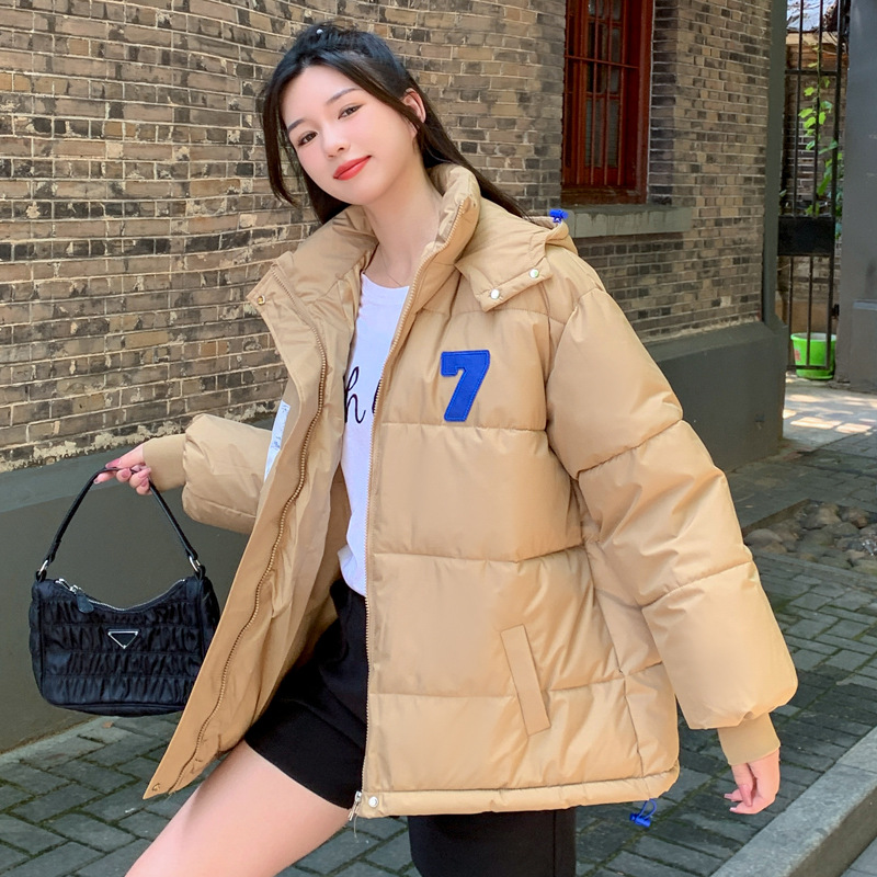 Nueva chaqueta de algodón encapuchada de invierno hembra de 2025 ropa de pan coreana pequeña chaqueta de algodón grande suelta image 8