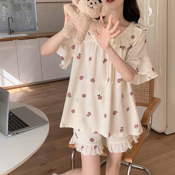 Pajamas Women's Summer 2023 New Arrival Pastoral Style Girl's Cute Sweet Short Sleeve Thin Summer Home Suit