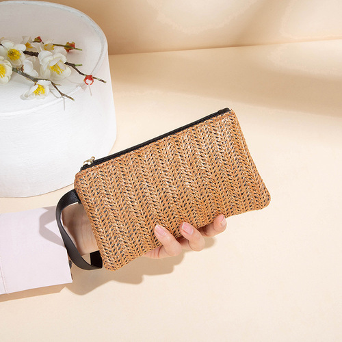 Wholesale Personalized Colorful Water Ripple Embossed Handbag New Fashion Simple and Elegant Lady's Wallet with Floral Weaving