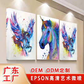 深圳大芬村三联客厅装饰画定制喷绘油画布画芯帆布实木无框挂画