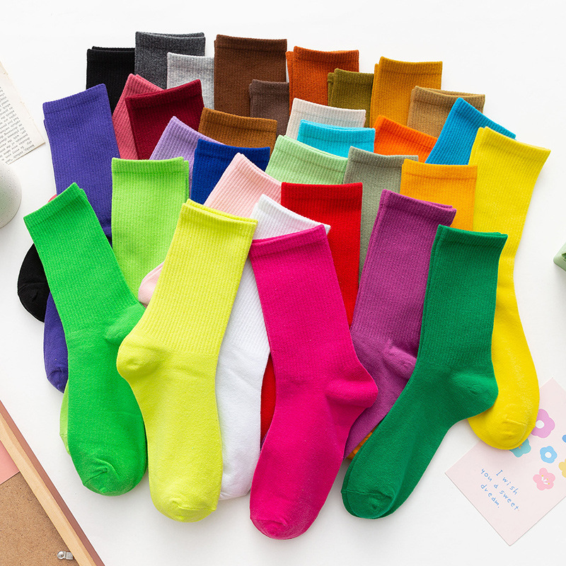 Candy Color Socks Women's Mid-Calf Socks Ins Trendy Pile Socks Japanese Style Combed Cotton Spring and Summer Long Pure Color Sports Socks for Women Candy Color Socks Women's Mid-Calf Socks Ins Trendy Pile Socks Japanese Style Combed Cotton Spring and Summer Long Pure Color Sports Socks for Women