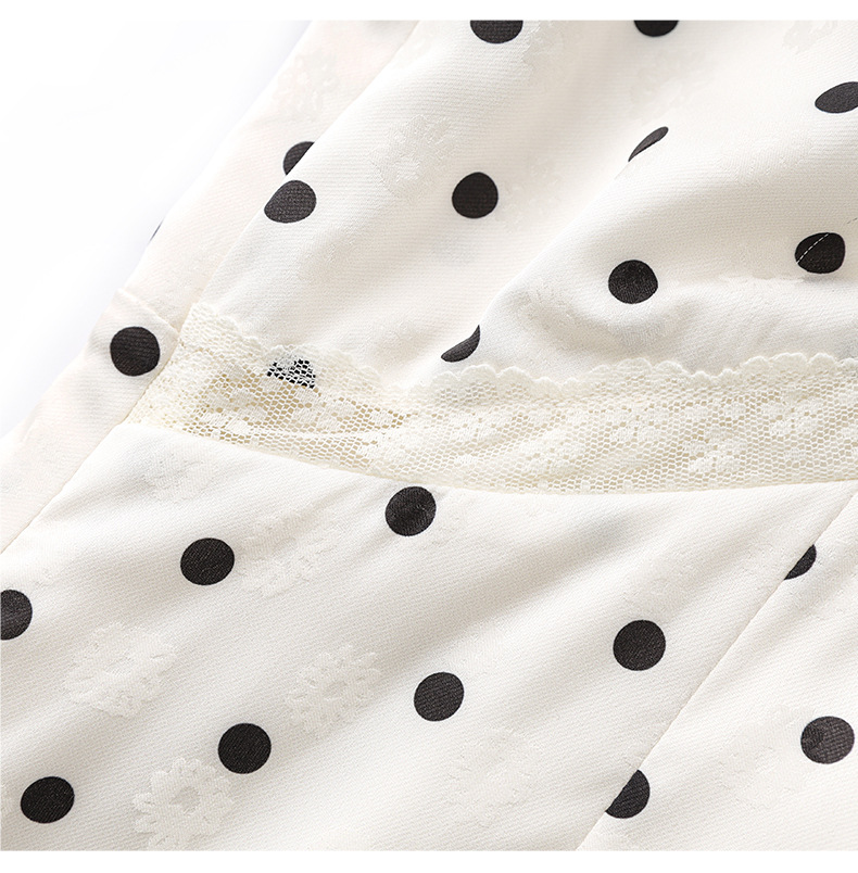 Váy maxi tay phồng chấm bi phong cách Pháp, chất liệu jacquard satin ren rủ — Màu mơ chi tiết 14