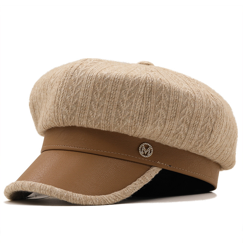 280g Weight Housewarming, Anniversary, Business, Wedding, Birthday, Festival Occasion Cotton Material Solid Color Pattern Women'S Gender Basic Style Pu Leather Fabric Octagonal Hat Wholesale Nihaojewelry 无