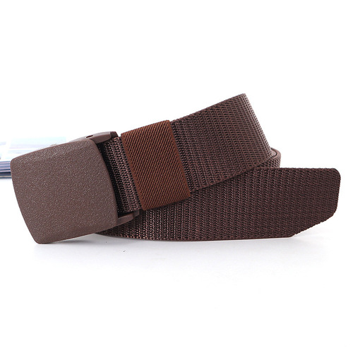 Men's canvas belt wholesale POM smooth buckle tactical belt student military training security belt manufacturer dropshipping