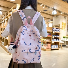 2023新款日系字母印花雙肩包校園百搭小清新背包初中生可愛書包女