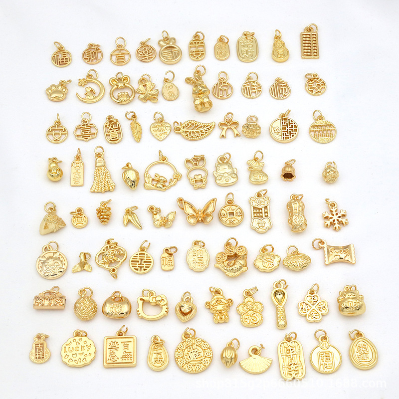 18K Real Gold Electroplated Color-Preserving Fortune Abacus Small Pendant DIY Jewelry Small Charm Earrings Ear Pendants Bracelet D104
