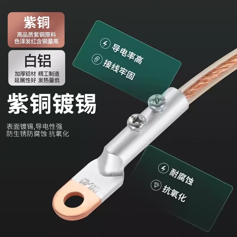 DTL铜铝鼻子免压款带螺丝DTL10/16/25/50/70接线端子连接头接线耳