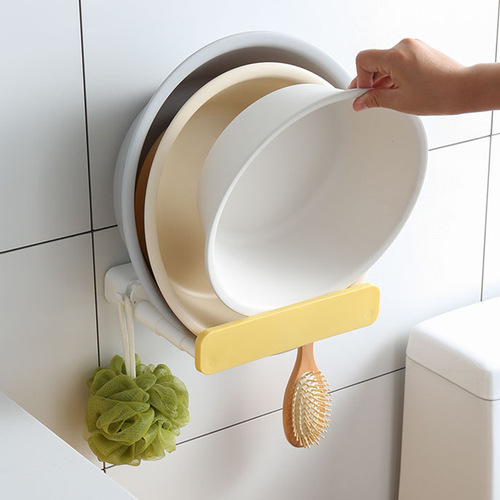 Multifunctional washbasin rack with hook, no punching, wall-mounted bathroom basin storage rack, household retractable storage rack