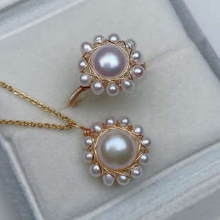 Accessories New Pearl Jewelry suit Middle Ancient Jewelry High Pearl Necklace Best Selling Niche Elegant Ring Wholesale
