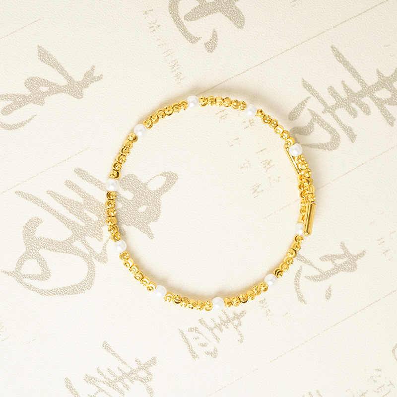 Brazalete de perlas de oro de arena de Vietnam ajustable de perlas de lujo ligero nicho de diseño de alta calidad accesorios fuente al por mayor
