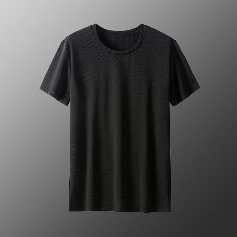 卸売スポットメッシュ半袖Tシャツメンズ夏アイスシルク速乾薄手安い涼しい通気性半袖Tシャツ|undefined