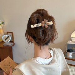 甜酷金属小熊一字发夹女高级感大号鸭嘴夹2025新款后脑勺抓夹发卡