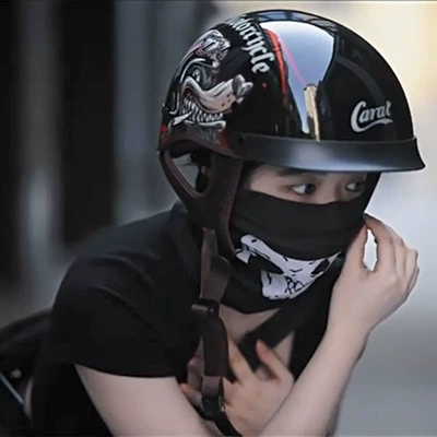Half Helmet Retro Helmet Men's – Motosiklet kaskı (dəbilqə)