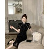 Chinese style haute couture daily cheongsam with waistband and slit dress