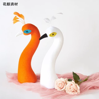 花颜资材开业花篮装饰 植绒孔雀头模型 婚庆宴会花店用品包装材料