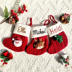 クリスマスストラップクリスマスクリスマスストッククロスボーダーカスタム名前ニット靴下クリスマスツリー装飾ギフトバッグ