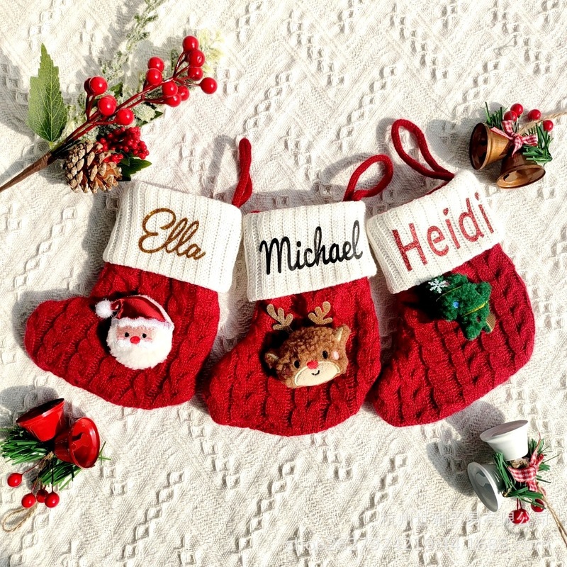 クリスマスストラップクリスマスクリスマスストッククロスボーダーカスタム名前ニット靴下クリスマスツリー装飾ギフトバッグ|undefined