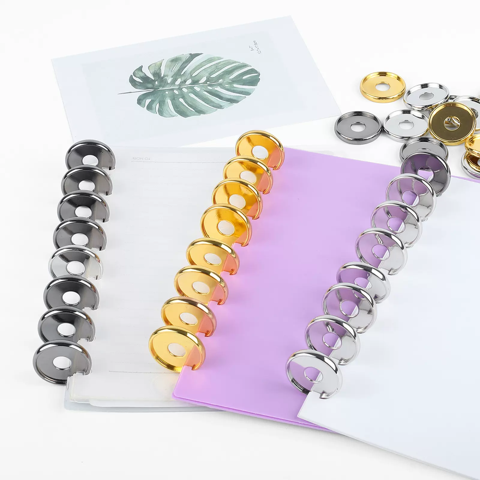 厂家直销35mm亮面电镀镂空活页扣笔记本文具装订扣360度随意翻转