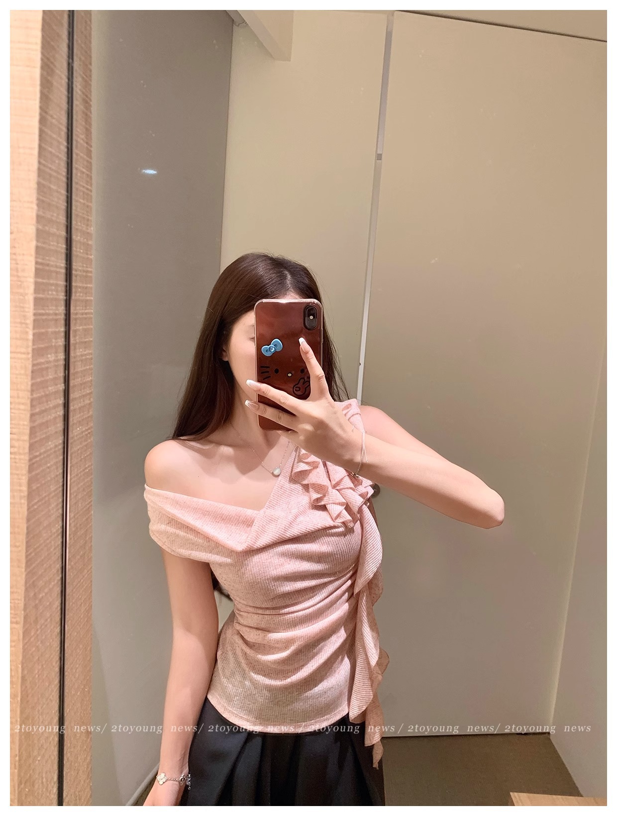 Asymmetric Ruffled Slim Tank Top