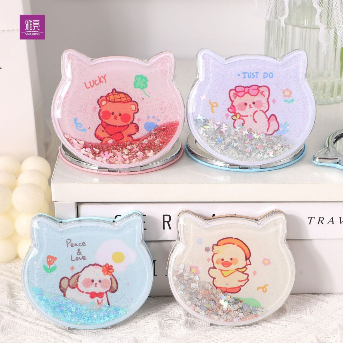 Espejos de moda de arena flotante de polvo brillante espejo de doble cara espejo HD para dibujar regalos personalizados