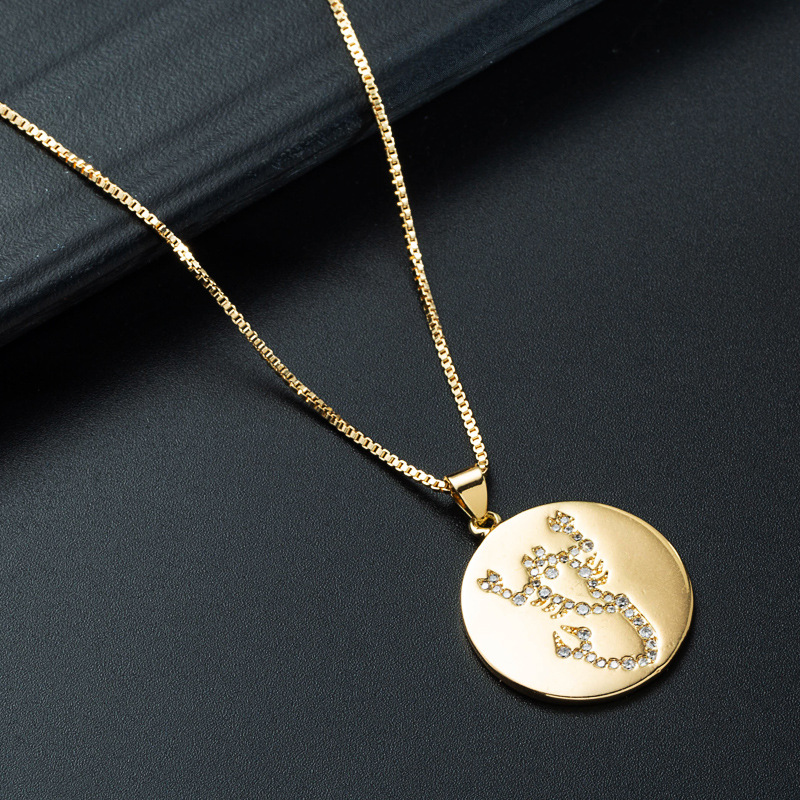 Nihaojewelry wholesale jewelry simple twelve constellation medal pendant necklacepicture7