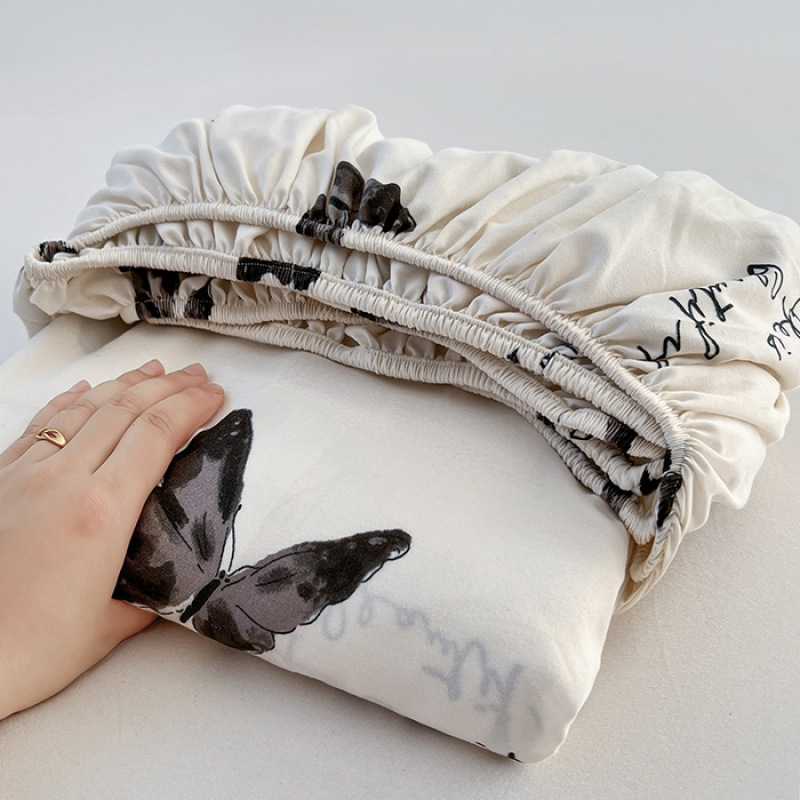 Class a Super Soft Washed Cotton Fitted Bed Sheets Single Piece All-Inclusive Bed Cover Mattress Protector Dormitory Dust Cover Fitted Bed Sheets Three-Piece Set