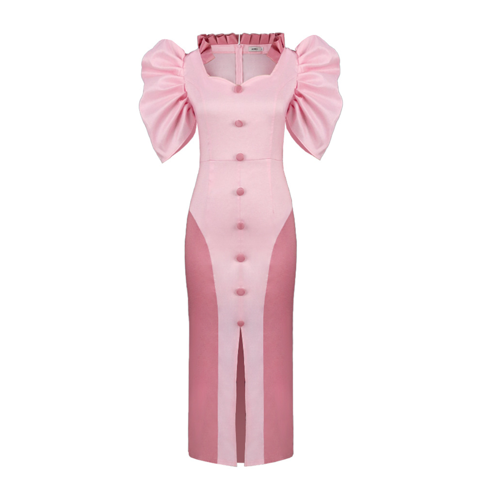 Women's Clothing New design niche sexy V neck pleated slit party party evening dress dress female dress_voghion.com