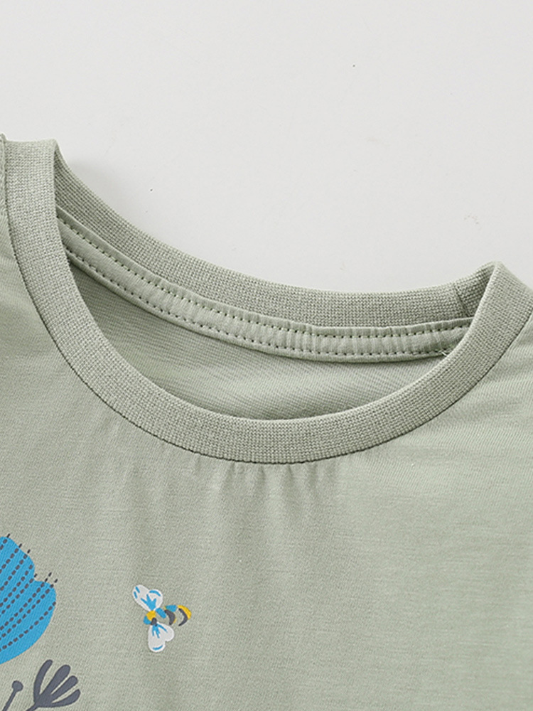 Camiseta de las niñas manga larga otoño algodón niños bottoming camisa de dibujos animados lindo flor bebé niñas Top suelto casual
