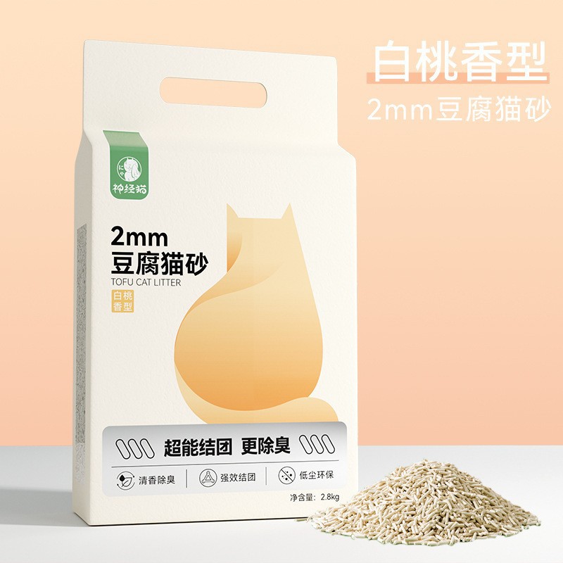 Arena de tofu de melocotón blanco 2,8 kg