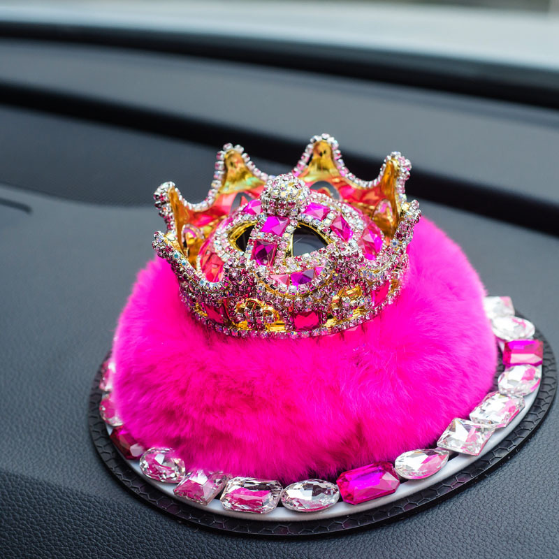 Corona de diamantes, asiento de perfume de coche, decoración de coche, piel de conejo perezoso, decoración de coche, aromaterapia de coche, fresca y duradera