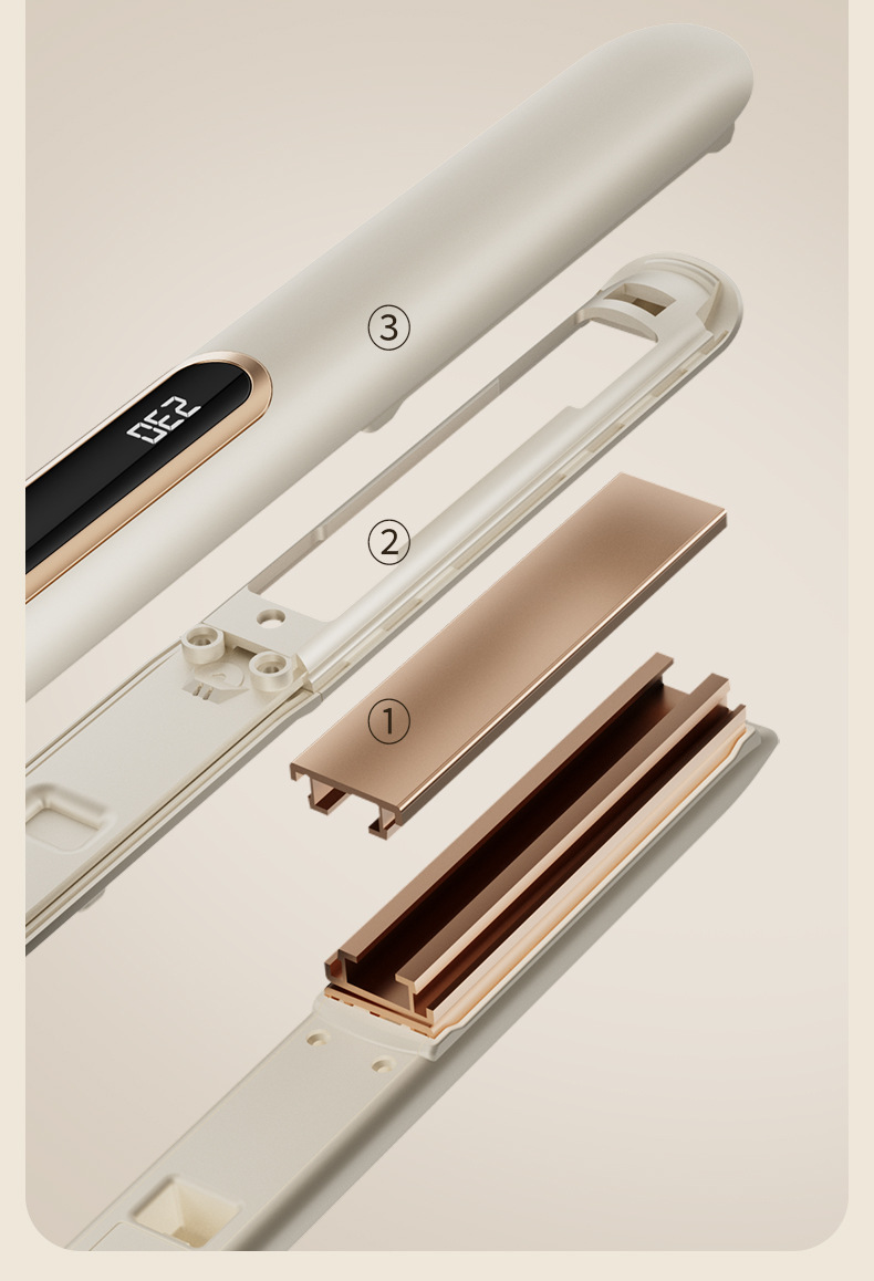 Household Hair Straightener and Curler 2-in-1 Styling Iron with Adjustable Temperature and Display Professional Hair Styling Tool Cross-Border