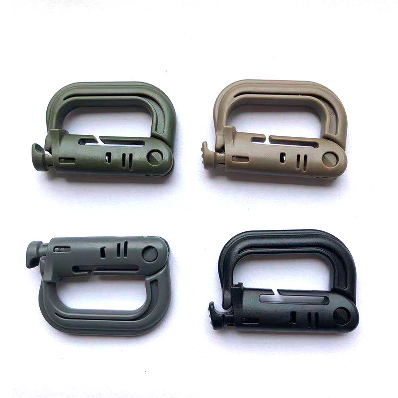 Cerradura de tipo D táctica Prensa abierta de alta resistencia hebilla de gancho de plástico 25MM cinta alpinismo hebilla de gancho hebilla de plástico