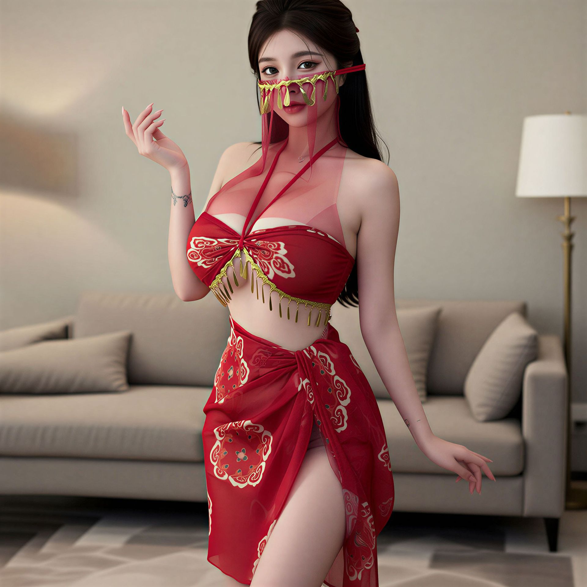 情趣内衣敦煌飞天舞姬异域风情汉服烫金抹胸透视套装秀禾制服性感