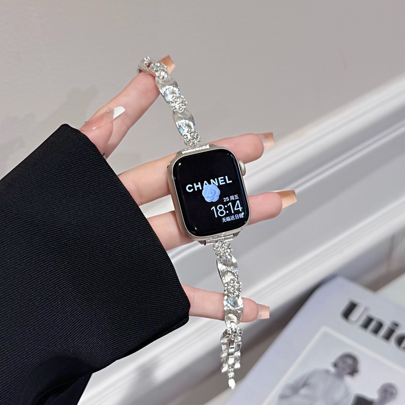 カラーダイヤモンドシルクフラワーブレスレット Apple watch78910SE ウォッチ Xiaomi Huawei 時計ストラップに適しています|undefined
