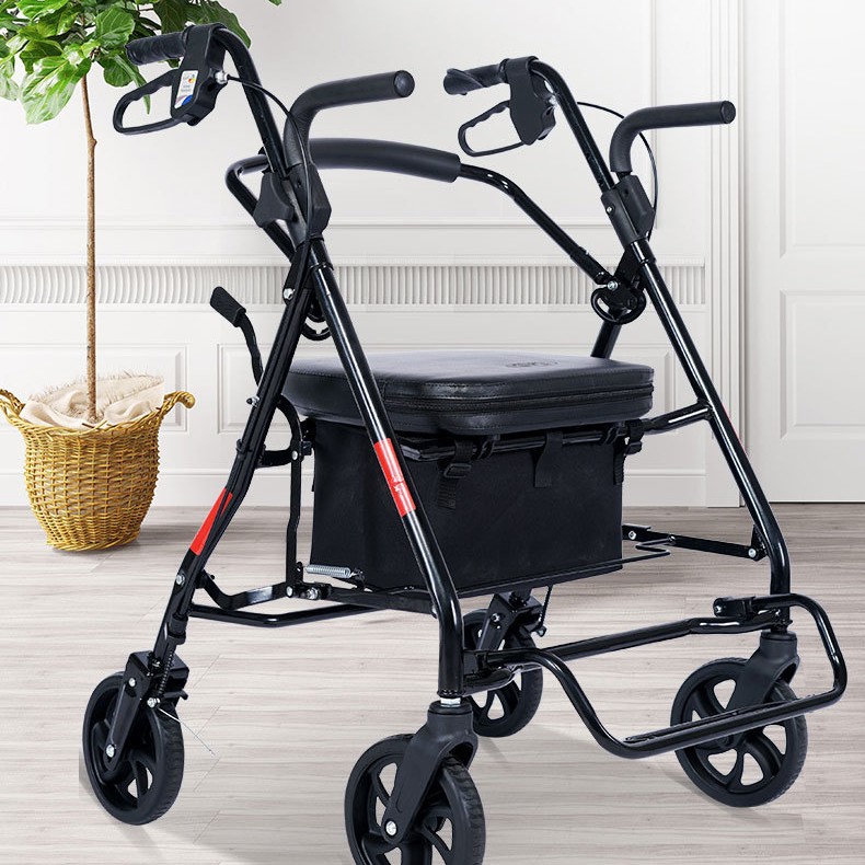 xyt老人手推车老年买菜购物车四轮代步推车可坐折叠助行手杖车
