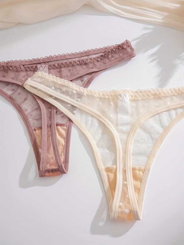 7 個のメッシュボウハート Tバック、通気性のあるセクシーな女性用|undefined