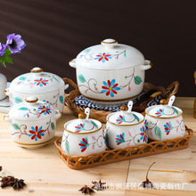 厨房调味罐创意设计家用迷你炖盅造型佐料分类收纳瓶子陶瓷调味瓶